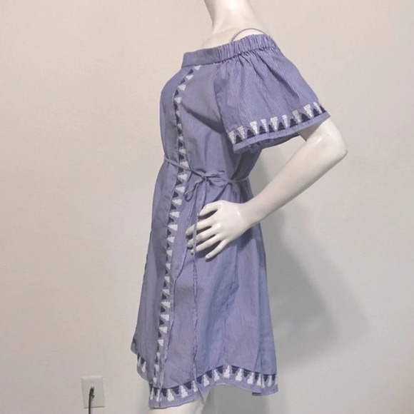 Stella & Dot Beach Kali Embroidered Cold Shoulder Seersucker Dress Plus Size 2X - Picture 5 of 7